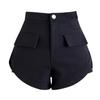 Spring 2024 Women's Black High-Waist Slimming A-line Shorts - Small Size, Fashionable Casual Design