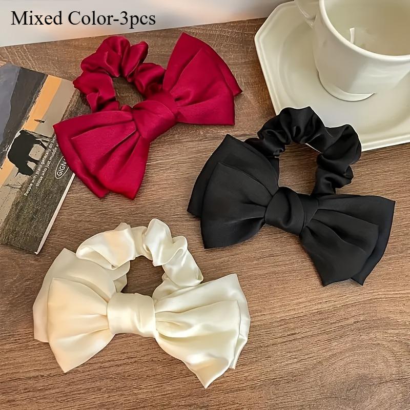 3pcs Bow Scrunchie Elastic Hair Tie with Ribbon Flutter Luxury Textured Accessory Daily Use Kawaii Hair Accessories for Women
