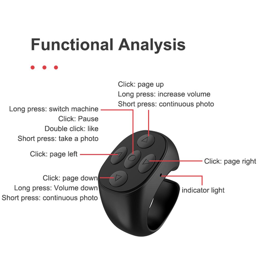 Wireless Bluetooth-compatible Remote Control Portable Selfie Video Controller Fingertip Selfie Video Controller for Mobile Phone
