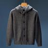 Trendig Huvförsedd Stickad Cardigan Sweater för Herrar - Höst/Vinter Casual Lös Passform