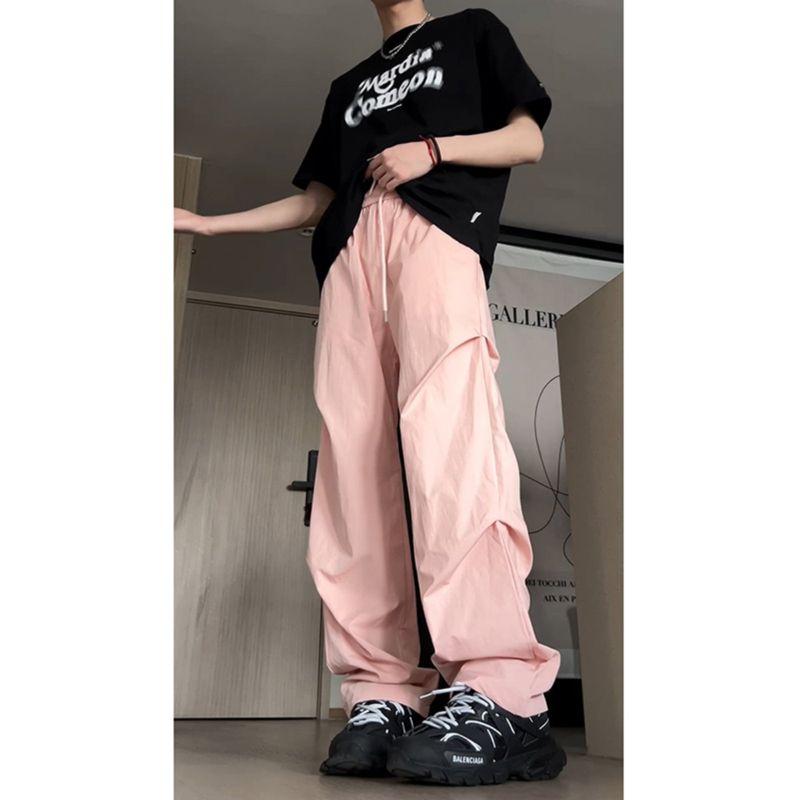 American Ruched Cargo Pants Men's Autumn Stylish Pants Niche Style Drape Wide Leg Handsome Quick-Drying Paratrooper Pants