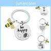 Elegant Stainless Steel Bee Happy Keychain Perfect Gift For Friends And Teachers