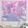 Japanese Pink Moonlight Tapestry Aesthetic Moon Night Wall Hanging for Bedroom Dorm Living Room Cozy Room Vibes Decor Gift
