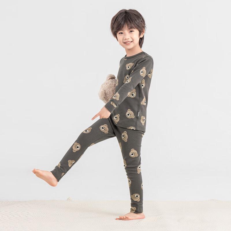 Boys' Bear Print Thermal Sleepwear Set