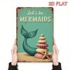 Mermaid Vintage Metal Wall Sign 12x8 Rustic Tin Decor Retro Bar Cafe Kitchen Pub Farmhouse