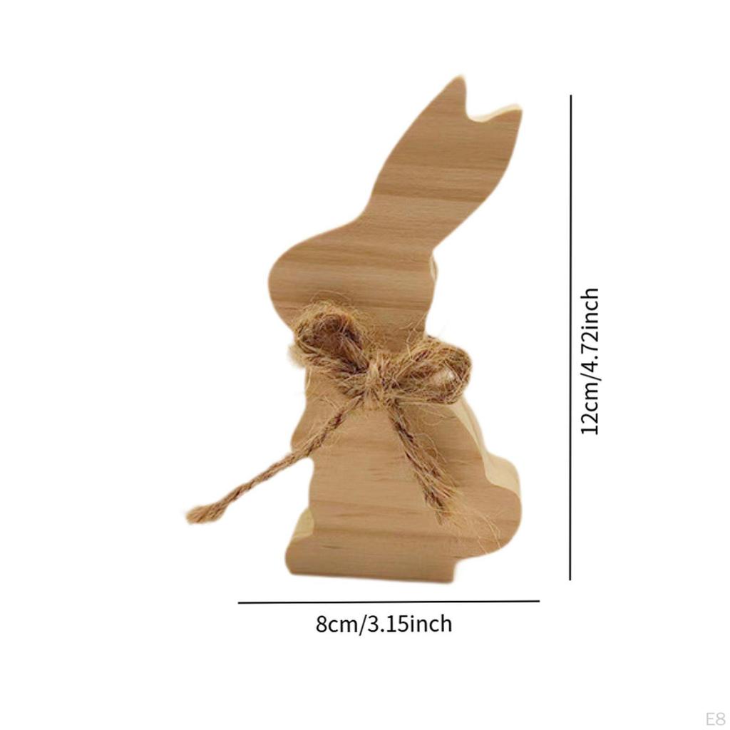 Wooden Bunny Sign Centerpieces Bookshelf Indoor Accent Unfinished Rabbit Block Easter Table