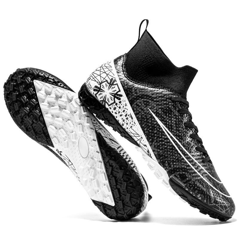 New football shoes, boys and girls, children's broken nail shoes, large size high-top primary and secondary school students sports competition trainin
