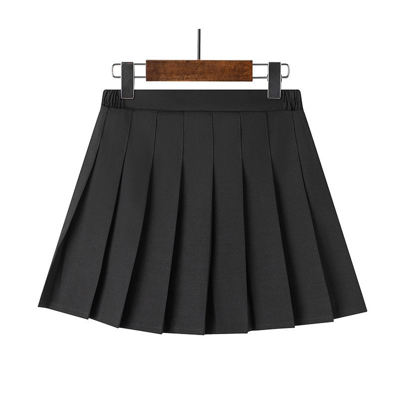

Girls High-Waist Pleated Black School Skirt with Anti-Exposure Design 160 cm чёрный