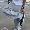 Mens Oversized Straight Leg Sweatpants Gray Black Cotton Blend Casual Hip Hop Pants Teens