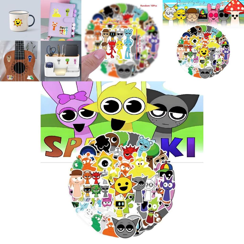 55 Piece Incredibox Sprunki Cute Style Waterproof Stickers For Creative Decoration