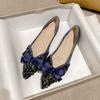 Fashion Woman Flats with Bow Pointed Toe Shoes for Women Sexy Rhinestone Discount Spring Young Vacation Slip on Comfortable and Elegant