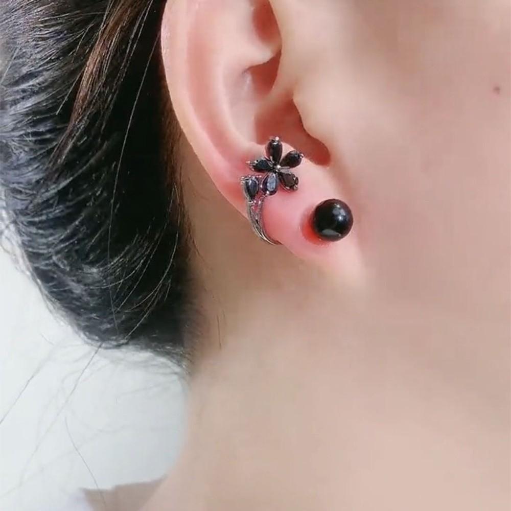 Sweet Flower Ear Studs Light Luxury Ladies U-shaped Earrings Crystal Flower Earrings  Spring Summer