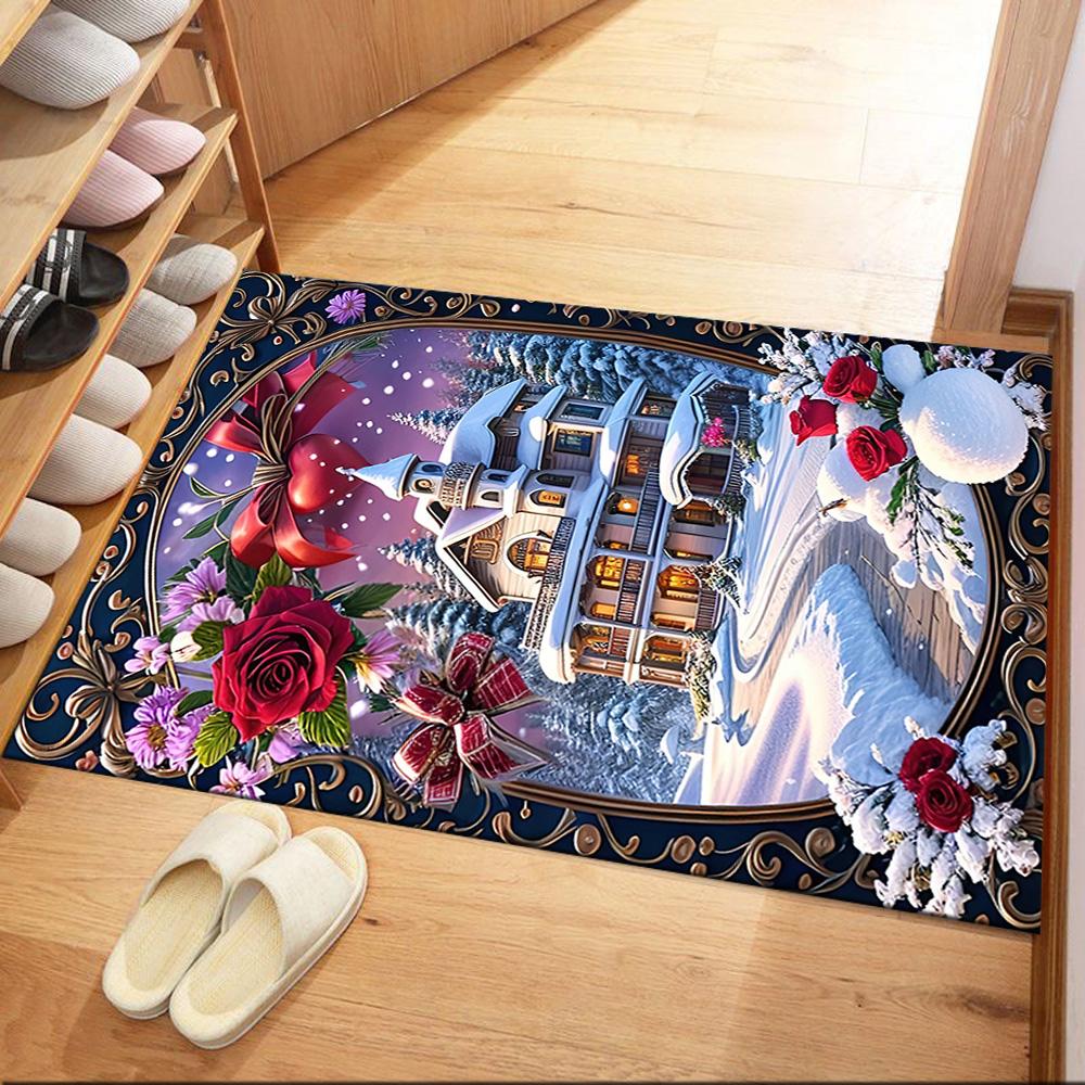 Christmas 319 Floor Rug Office Rug Perfect for Bedrooms Kitchen Entryway Balcony Antislip Carpet Decorate Offices Gift for Festivals