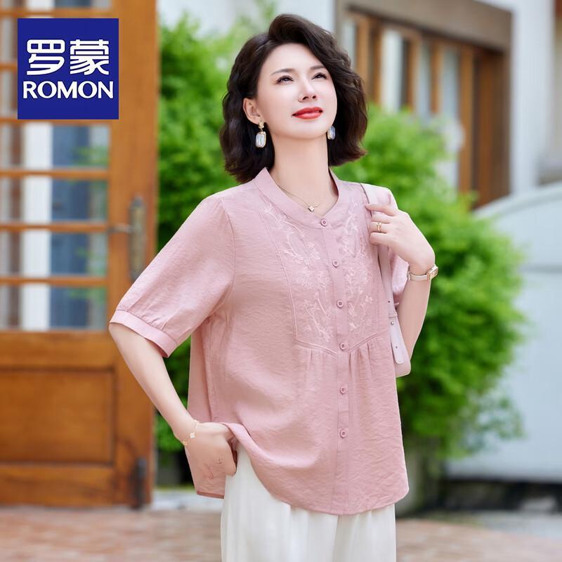

ROMON 2026 Women s Short Sleeve Summer Shirt Jacket 5XL