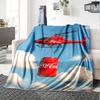 Creative Helicopter Coke Can Sky Cloud Print Flannel Blanket Soft Warm Throw Blanket Novelty Home Decor for Sofa Bedroom Travel