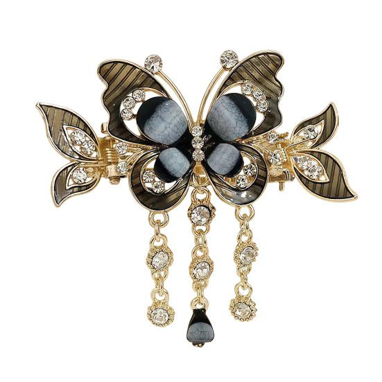 

1/2 шт. Затискач для волосся у формі метелика з ланцюжком-китицею, протиковзкий, блискучий, стрази, кігтик для волосся, інструмент для укладки волосся, аксесуар для волосся 1pc сірий