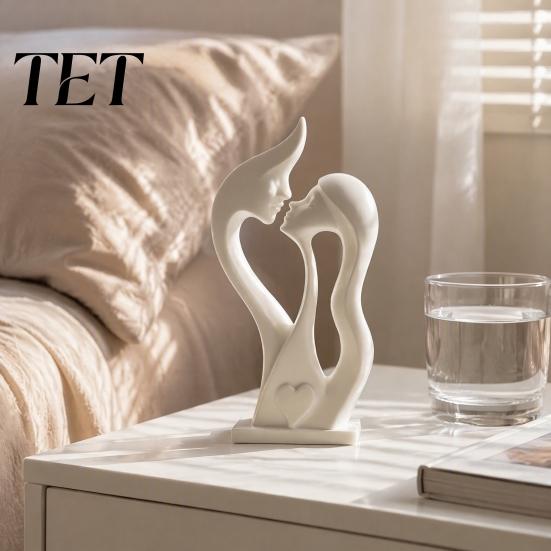 Romantic Couple Sculptures for Bedroom Abstract Figurine, Modern Minimalist Lover Statue Home Decor, Love Sculpture Ceramic Texture PLA Craft Display