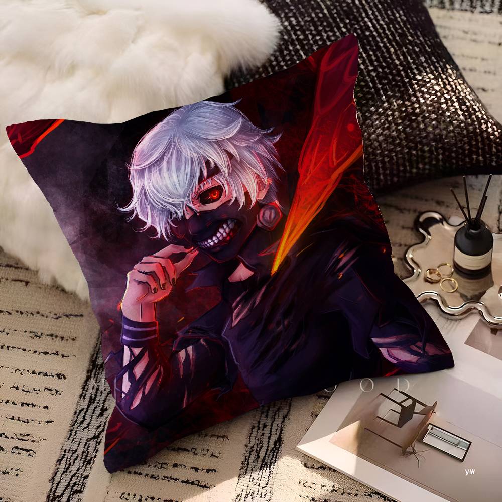 Anime Tokyo Ghoul Decorative Room Aesthetics Pillow Case Home Decor Bedroom Sofa Bed Couch Pillow Cover 45X45