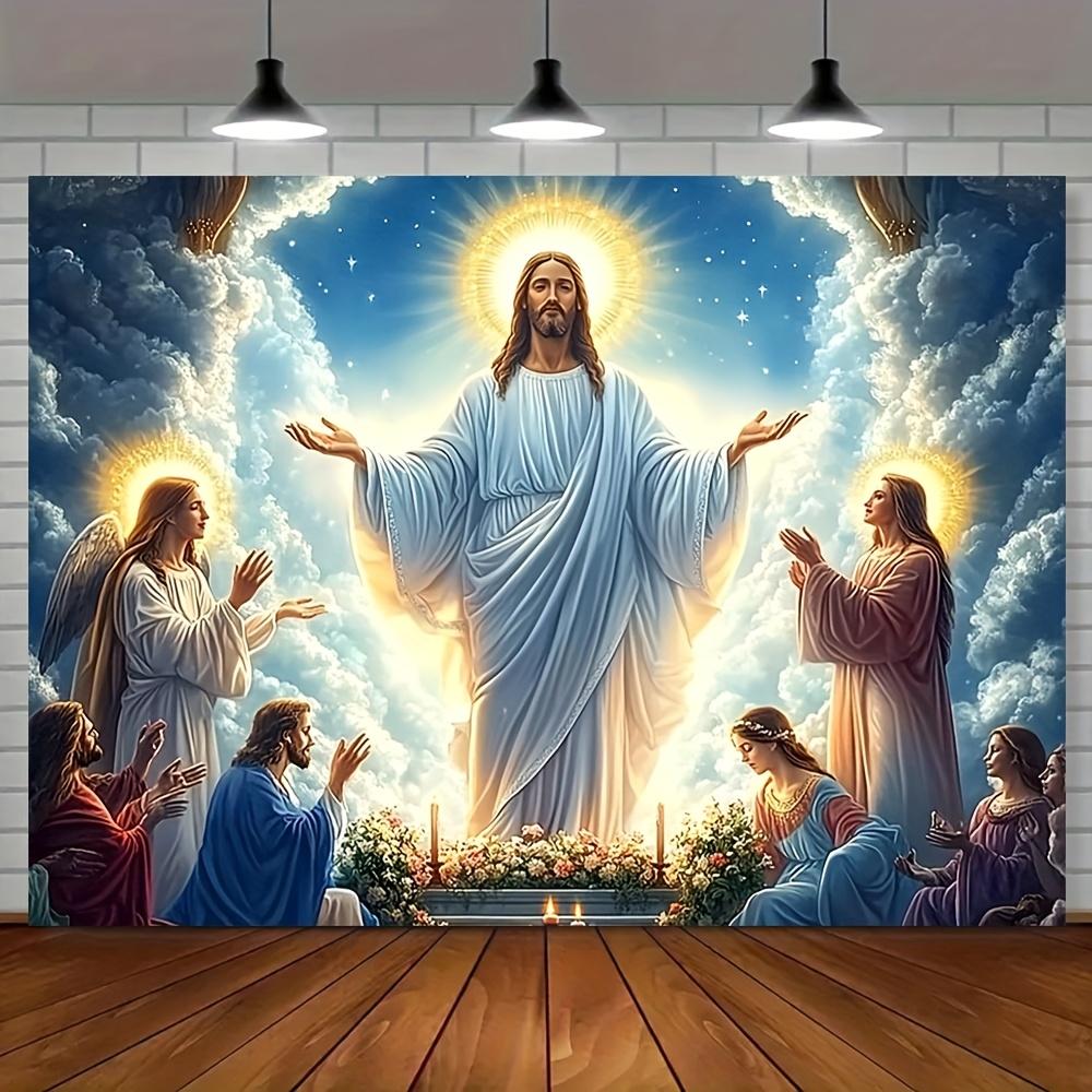 1 piece 100% polyester fiber background of Jesus and Mary multi-purpose seasonal decoration from spring summer to winter