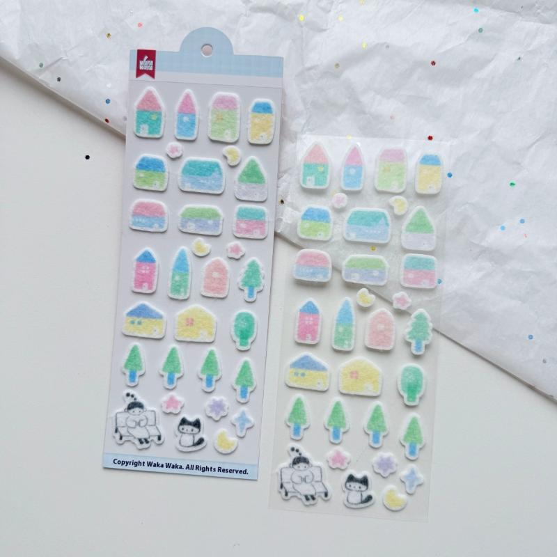 

Cute Cartoon Cat Wing Notes 3D Felt Stickers Kawaii Deco Stickers Flocking Fabric Decorative Stickers Diy Phone Laptop Sticker