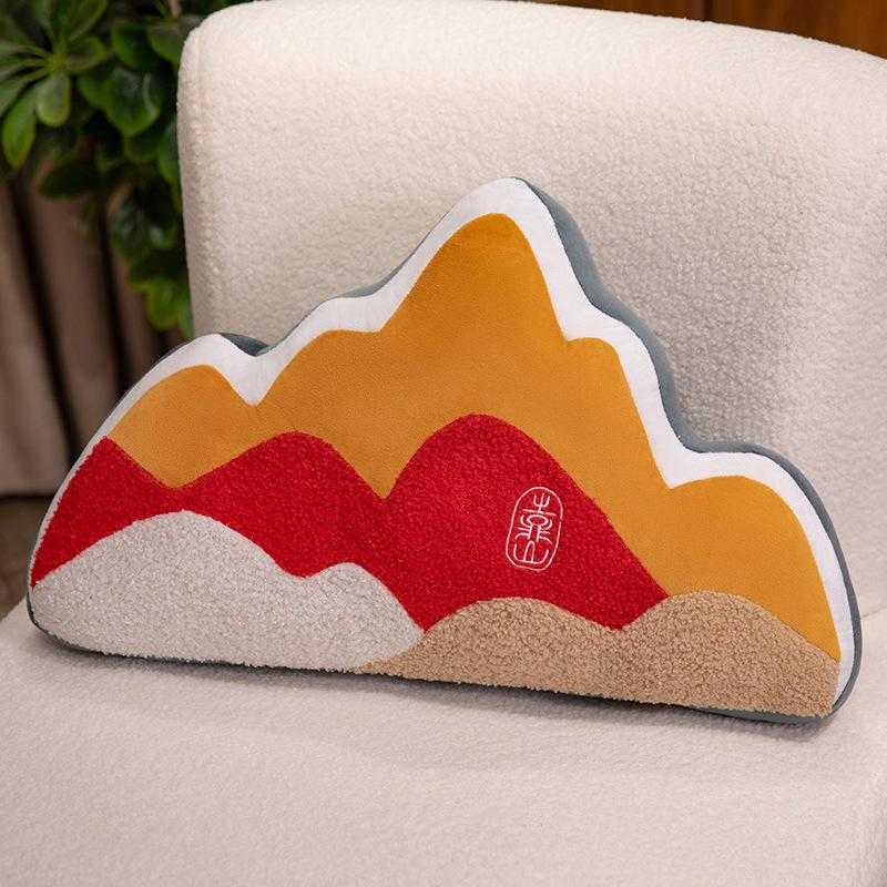 

Creative Mountain Backrest Pillow: Chinese Style Green Cushion for Sofa, Seat, or Office Lumbar Support 60*35cm 0.67kg