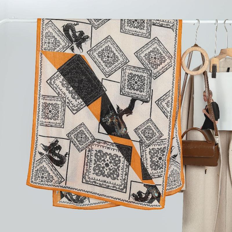 Hot-selling retro cashew nut women's printed imitation velvet silk scarf, spring, autumn and winter fashion versatile warm thin shawl