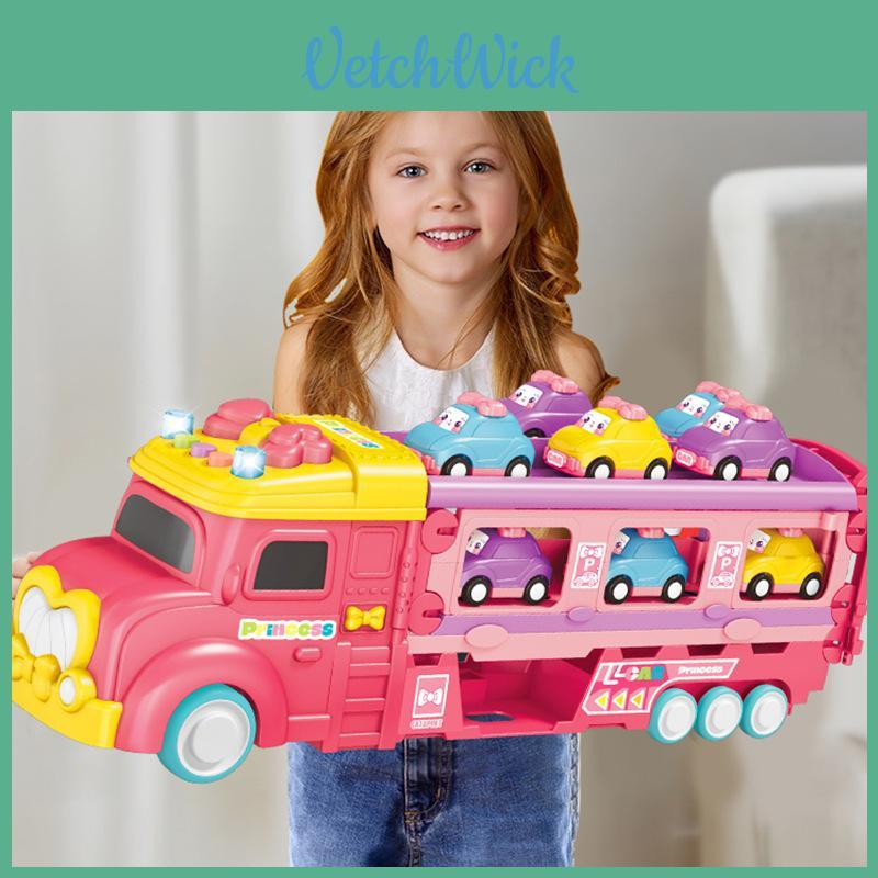 Childrens Multifuntional Inertia Princess Car Toy With Foldable Track For Handeye Coordination