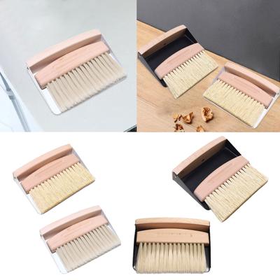 Portable Beechwood Dust Pans Combo Portable Cleaning Brush and Dustpan Beechwood Texture Suitable for Coffee Machine Use