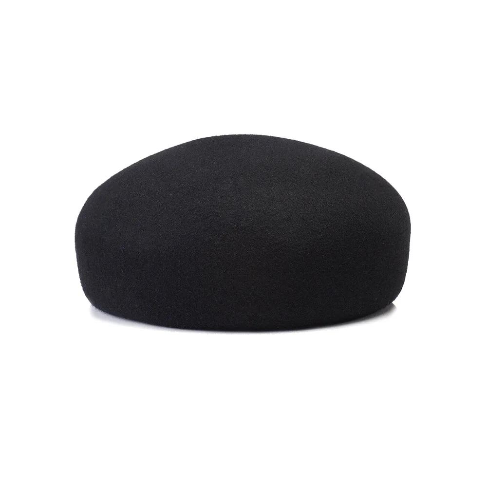 Autumn Winter Women'S Hard Top Beret Hat White Black Wool Felt Pillbox Hat Fashion Retro Fascinating Hostess Formal Designer Cap