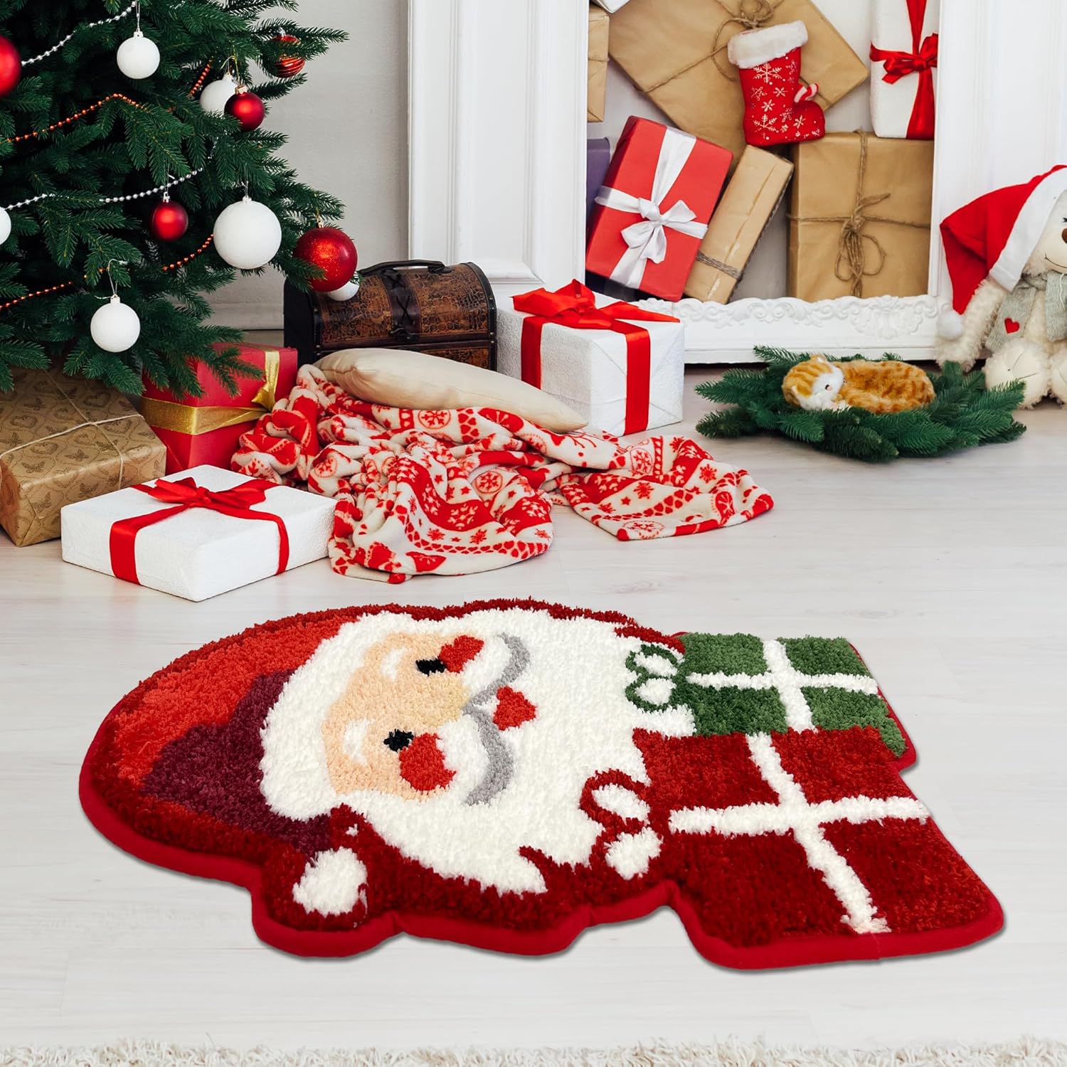 

Vikama Christmas Imitation Cashmere Carpet Winter Soft Non-Slip Bathroom Floor Mat Cute Home Decor Kitchen Bedroom Floor Mat 40x60cm 16x24inch