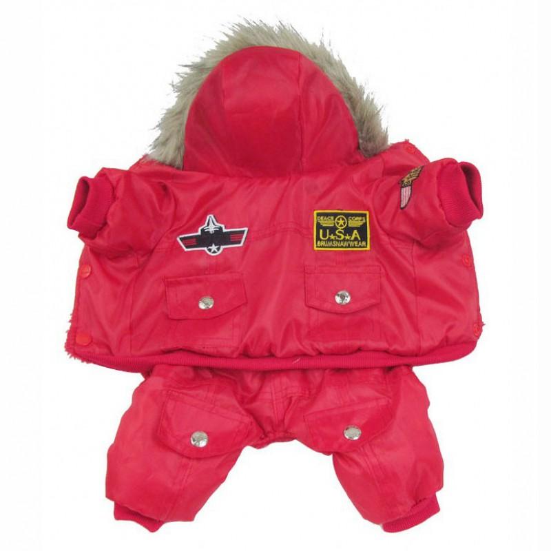 Winter Pet Dog Warm Cotton Jumpsuit Small Medium Large Breeds Blue Red Coffee Military Style