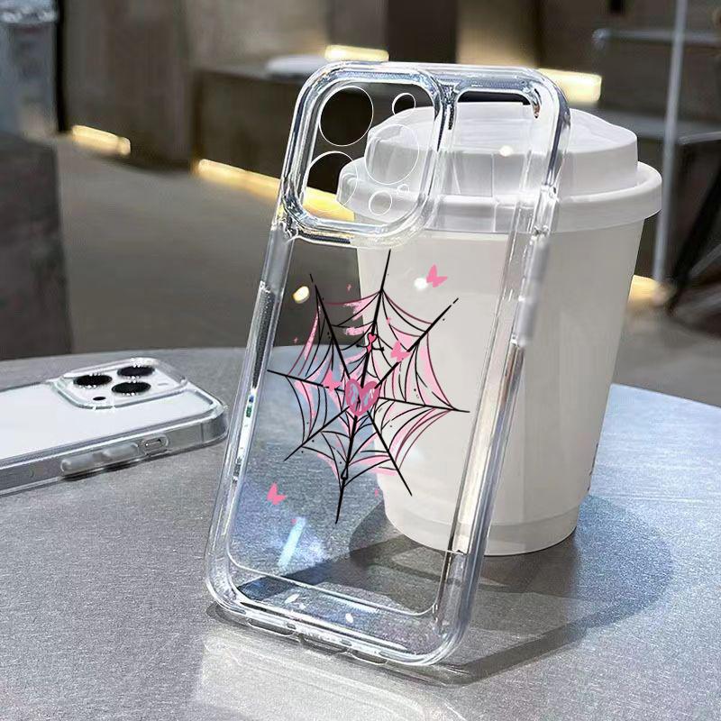 Case For iPhone 16 Cases iPhone 15 Pro Max Case Spider Pattern Clear Crystal Case For iPhone 14 13 12 11 XS XR X 7 8 Plus Cover