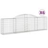 VidaXL Paniers à gabions arqués 6 pcs 300x30x80/100 cm fer galvanisé, gabion, cage de gabion, panier de mur de gabion, mur 3146507