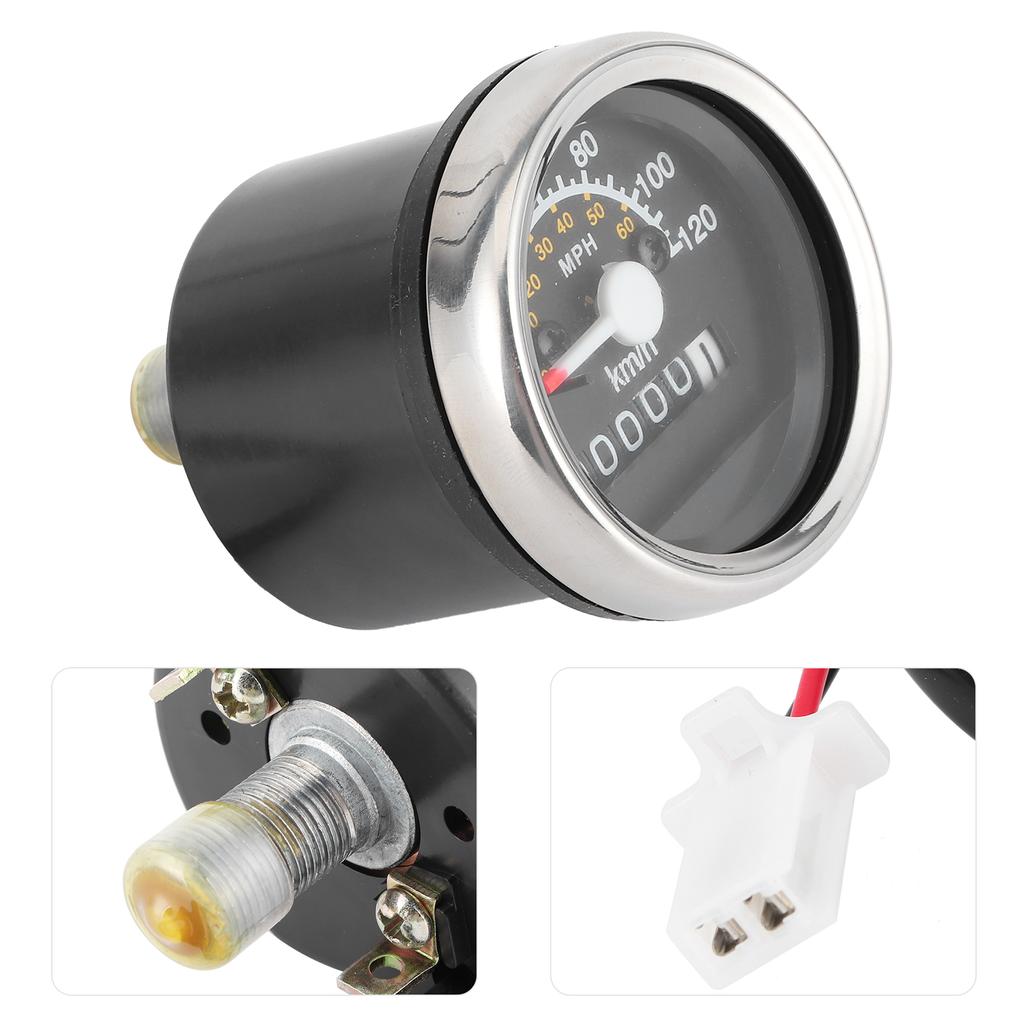 12V Motorcycle Speedometer Odometer 99999Km 0 120Km H Round Gauge with LED Backlight
