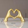 Nordic Style Heart-Shaped Golden Carved Resin Abstract Hand Love Figurine Heart Wedding Home Decor