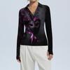 Women's Fashion Casual Print V-Neck Long Sleeve Button-Down Top