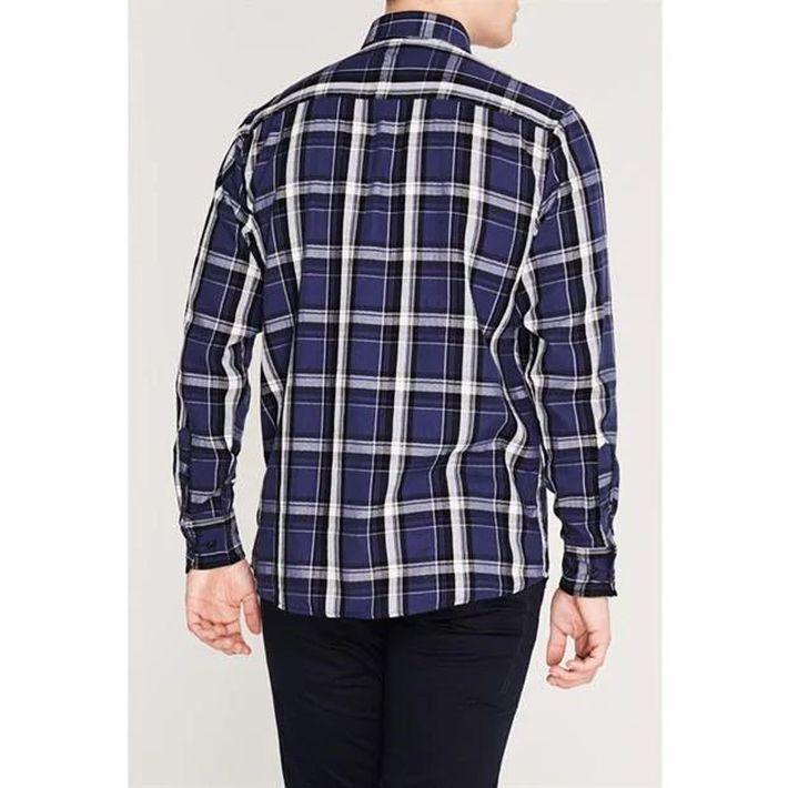 Pierre Cardin Men's Long Sleeve Shirt, Cobalt Blue and Black, Size S