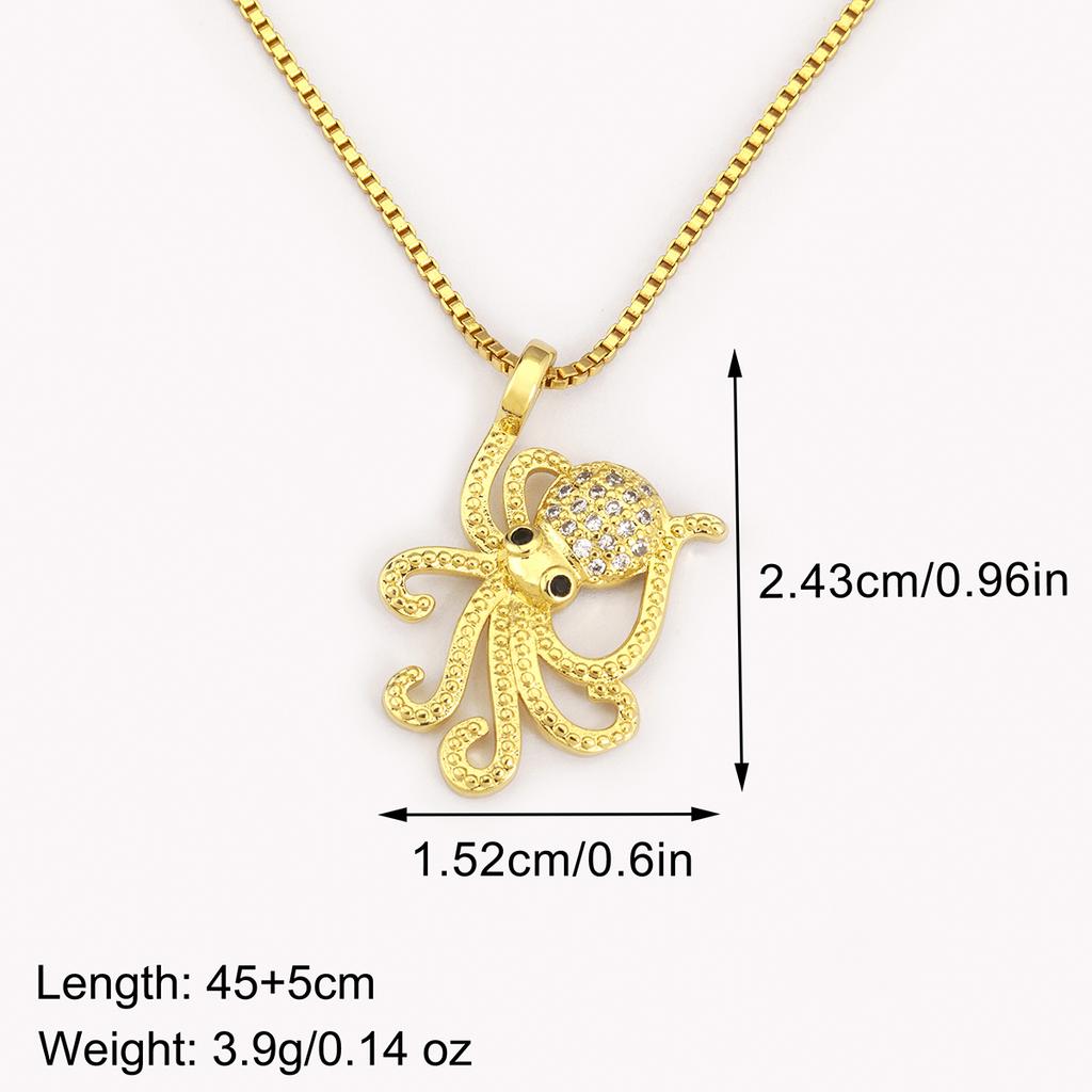 Nidin Trendy Cool Style Octopus Shape Charm Pendant Necklace For Female Male Copper Inlaid Zircon Jewelry Daily Party Gifts