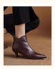 Women's V-Cut Stiletto Heel Ankle Boots, Pointed Toe, Fleece-Lined, Back Zipper - 2025 Autumn/Winter Collection.
