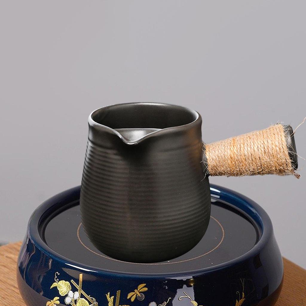 500ml Ceramic Teapot for Boiling Water Durable with Rope Wrapped Handle Tea Maker Lovers