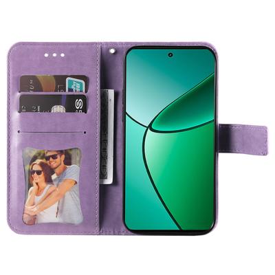 עבור Realme 12 4G/12+ 5G כיסוי דוגמה פרחונית ארנק מעור PU כיסוי טלפון עם מעמד