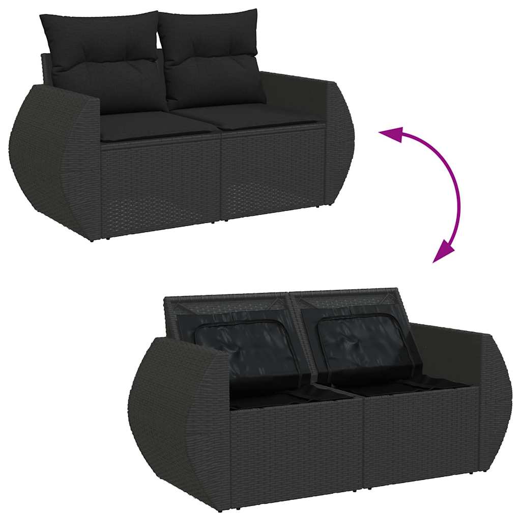 Vidaxl 6-Cz. Set di Mobili da Giardino con Cuscini, Polyrattan Nero