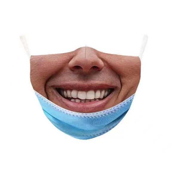 Creative Funny Face Mask With Adjustable Ear Loops Unisex Summer Winter Allseason