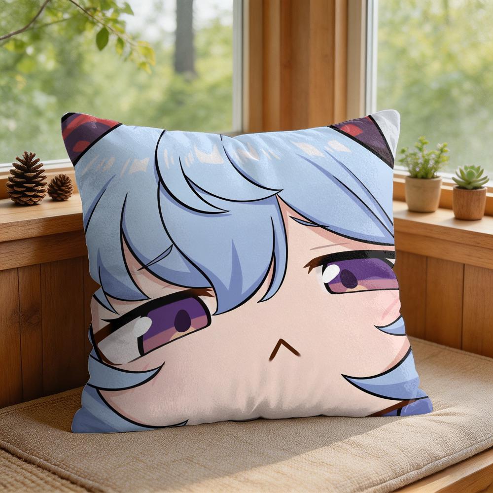 Ganyu Cute Genshin Impact Cushion Cover Square Short Plush Pillow Case Living Room Sofa Home Decor Funda X