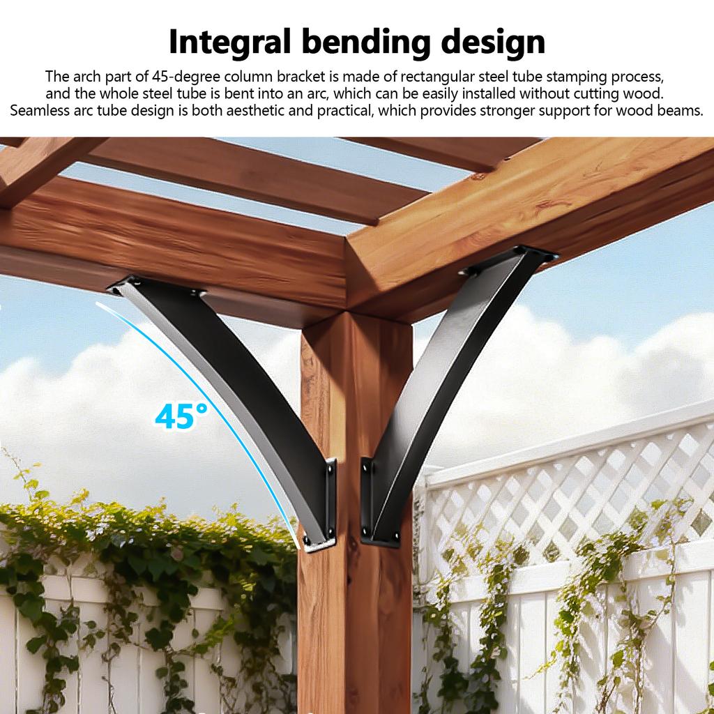 45 Degree Post Bracket 4x4in (Actual 3.2x3.2in) Angle Pergola Bracket with Mounting Screws for Gazebos Tree Houses Cabins Patios
