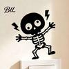 Halloween Decorative Sticker Electric Shock Skeleton Switch Sticker, Cartoon Wall Decoration PVC Self Adhesive Light Decal for Bedroom Living