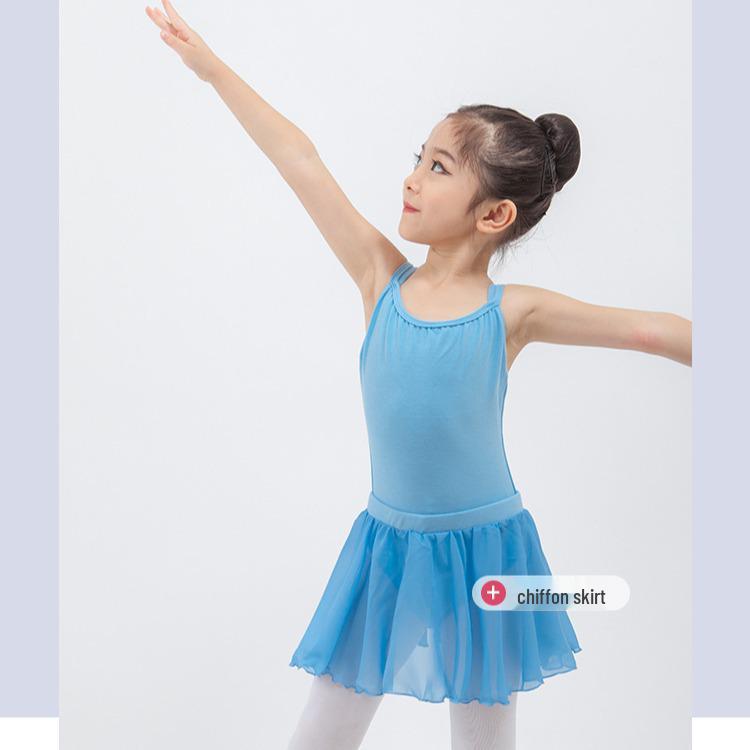 Girls' Ballet Practice Dress - Spaghetti Strap, Cotton, Large Skirt, Exam Grade Dancewear