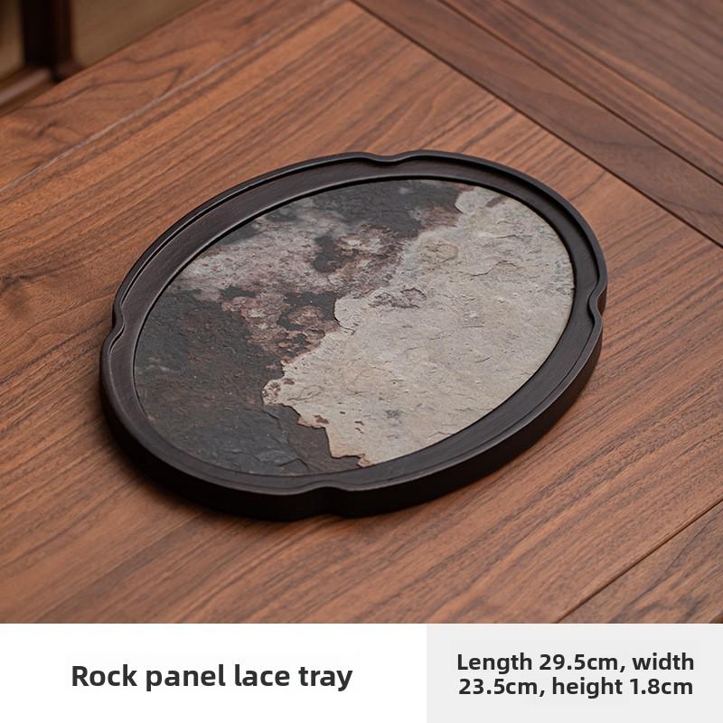 Japanese Style Slate Dry Brewing Tray Zen Tea Plate Pot Stand Storage Container for Home Kung Fu Tea Set Accessories Retro