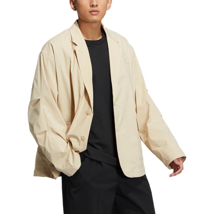 Adidas Originale einfarbige einreihige Langarm-Anzüge Herrenanzüge Off-White HS8615