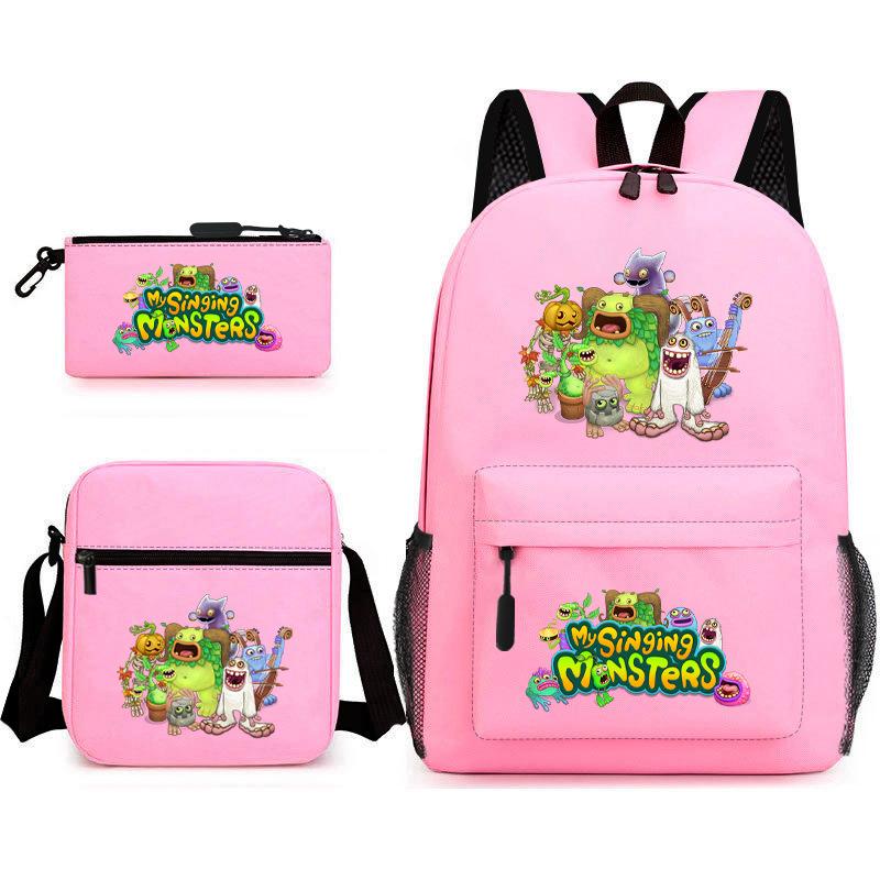 2024 New Monster Concert Starry Sky Backpack My Singing Monsters Elementary School Bag Three-piece Set